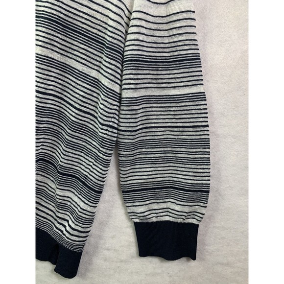 Theory Women's Size Medium Navy Blue White Striped Rainee P Prosecco Sweater Top - Picture 4 of 6